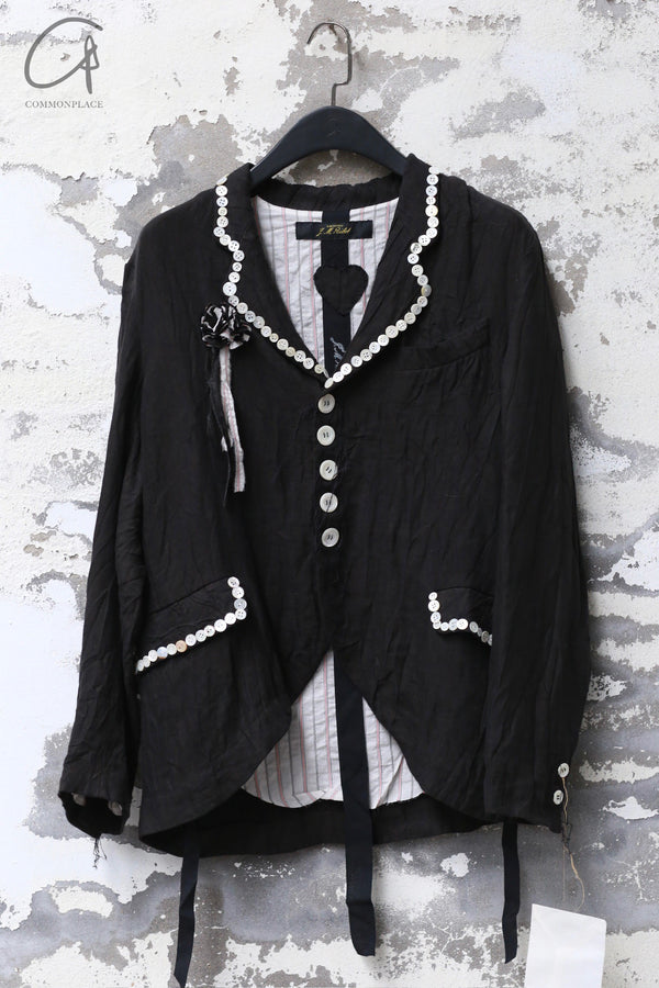ARCHIVIO J.M.Ribot 24 spring and summer hand-embellished suit jacket linen black G15/LC/GIPSY-HEI
